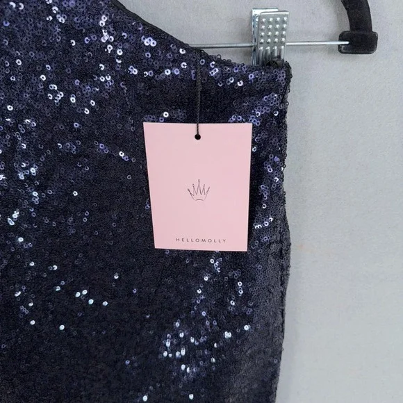 HELLO MOLLY Wanna Know How You Feel Sequin Dress Womens XS Navy Party Dressy - Picture 6 of 15